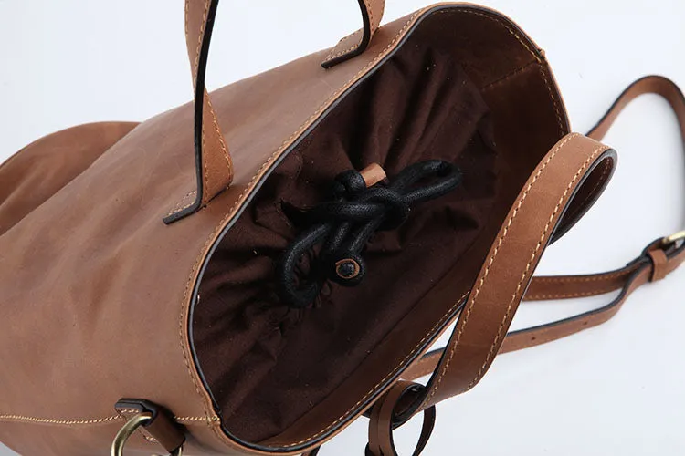 Stylish LEATHER WOMEN Large Bucket Handbag Barrel SHOULDER BAG Crossbody Purse FOR WOMEN