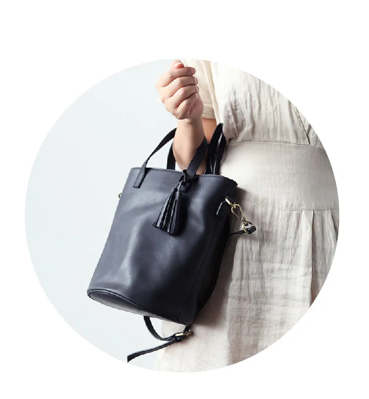 Stylish LEATHER WOMEN Large Bucket Handbag Barrel SHOULDER BAG Crossbody Purse FOR WOMEN