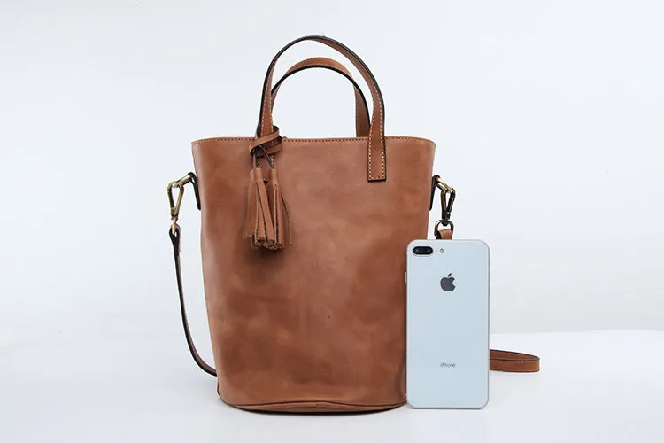 Stylish LEATHER WOMEN Large Bucket Handbag Barrel SHOULDER BAG Crossbody Purse FOR WOMEN