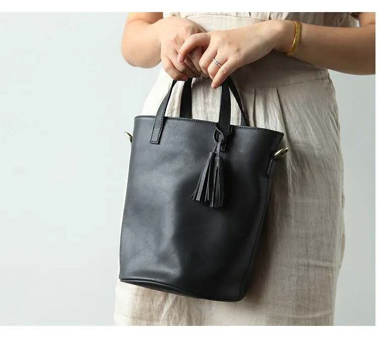 Stylish LEATHER WOMEN Large Bucket Handbag Barrel SHOULDER BAG Crossbody Purse FOR WOMEN