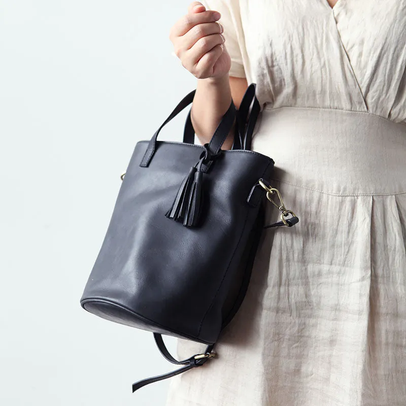 Stylish LEATHER WOMEN Large Bucket Handbag Barrel SHOULDER BAG Crossbody Purse FOR WOMEN