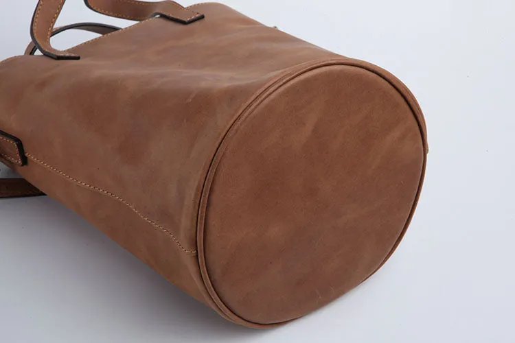 Stylish LEATHER WOMEN Large Bucket Handbag Barrel SHOULDER BAG Crossbody Purse FOR WOMEN