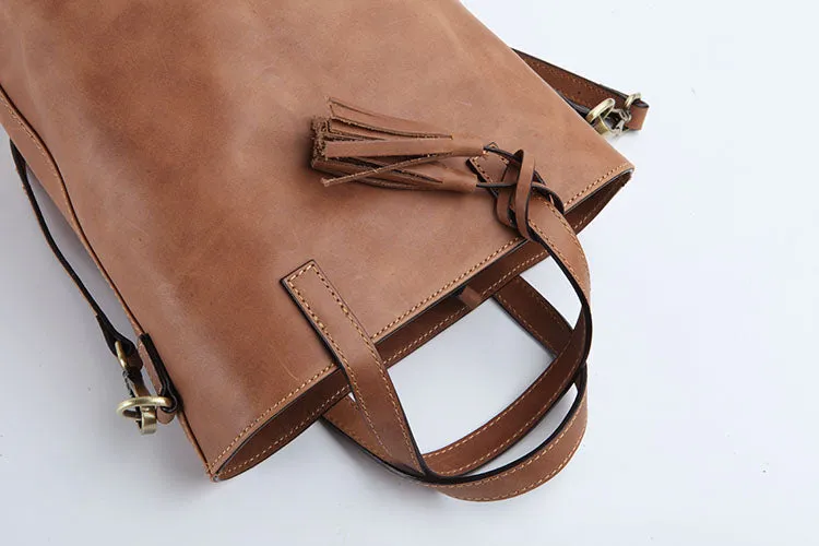 Stylish LEATHER WOMEN Large Bucket Handbag Barrel SHOULDER BAG Crossbody Purse FOR WOMEN