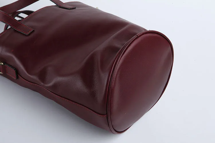Stylish LEATHER WOMEN Large Bucket Handbag Barrel SHOULDER BAG Crossbody Purse FOR WOMEN
