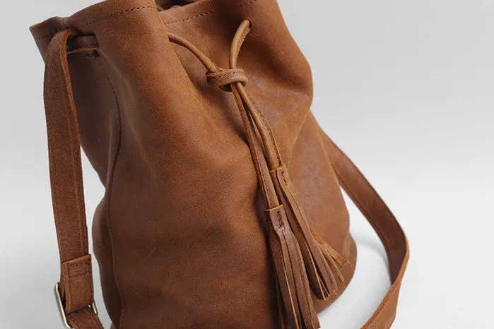 Stylish LEATHER WOMENs Bucket Crossbody Purse Barrel SHOULDER BAG FOR WOMEN