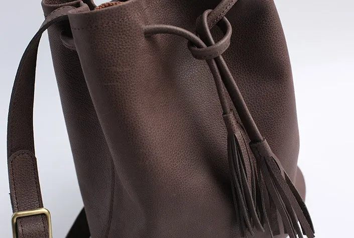 Stylish LEATHER WOMENs Bucket Crossbody Purse Barrel SHOULDER BAG FOR WOMEN