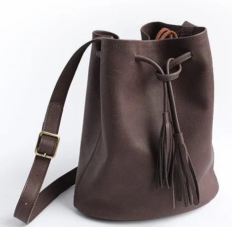 Stylish LEATHER WOMENs Bucket Crossbody Purse Barrel SHOULDER BAG FOR WOMEN