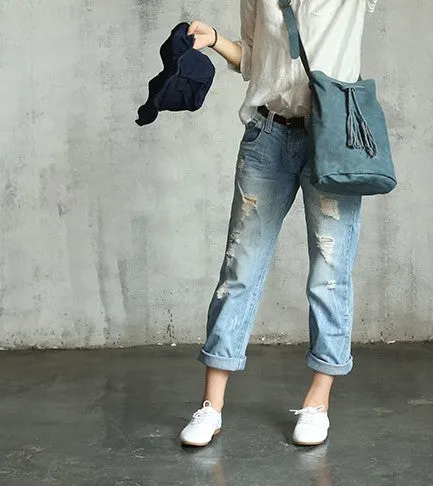 Stylish LEATHER WOMENs Bucket Crossbody Purse Barrel SHOULDER BAG FOR WOMEN