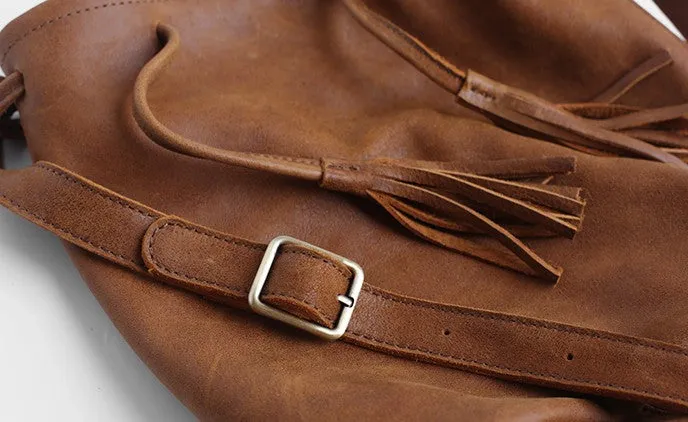Stylish LEATHER WOMENs Bucket Crossbody Purse Barrel SHOULDER BAG FOR WOMEN