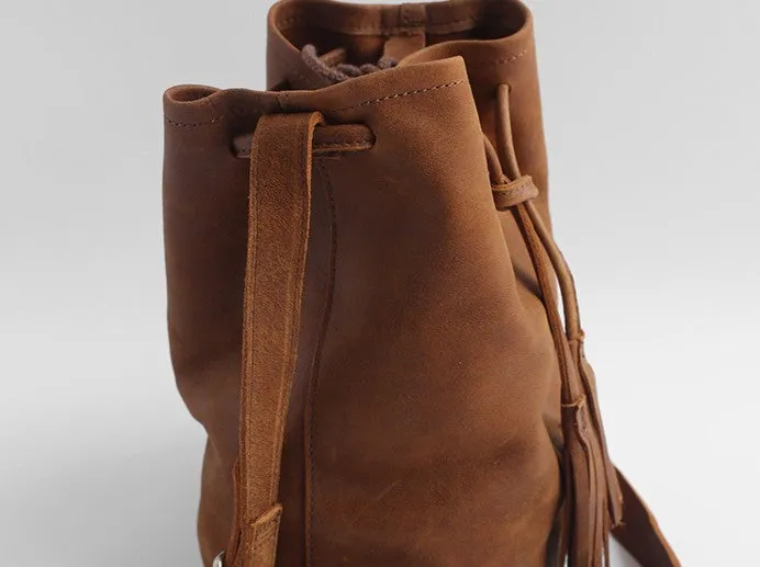 Stylish LEATHER WOMENs Bucket Crossbody Purse Barrel SHOULDER BAG FOR WOMEN