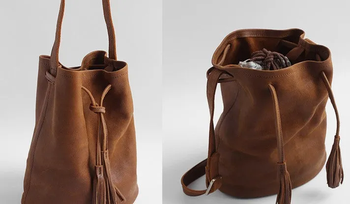 Stylish LEATHER WOMENs Bucket Crossbody Purse Barrel SHOULDER BAG FOR WOMEN