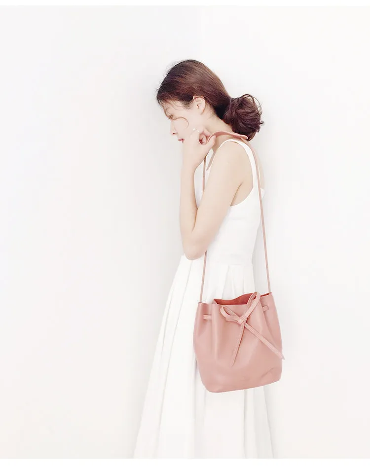 Stylish Leather Womens Shoulder Bucket Bag Crossbody Bag For Women