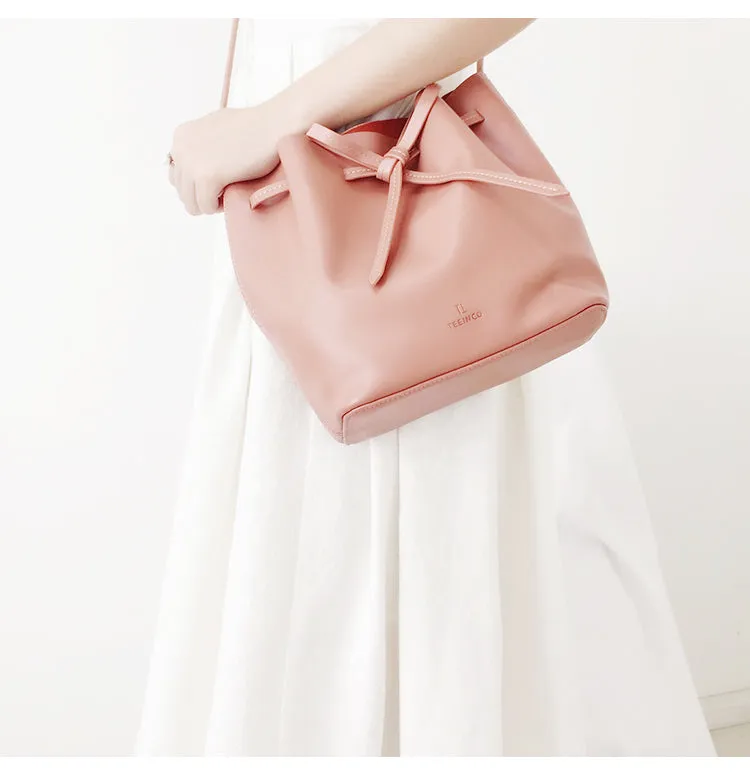 Stylish Leather Womens Shoulder Bucket Bag Crossbody Bag For Women