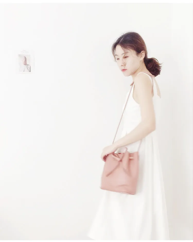 Stylish Leather Womens Shoulder Bucket Bag Crossbody Bag For Women