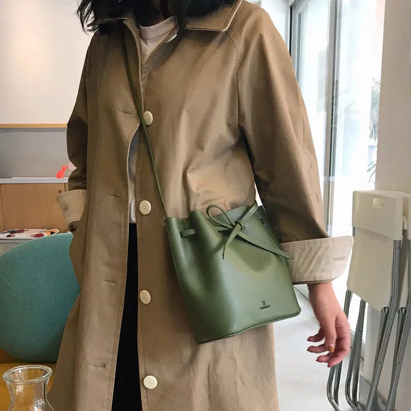 Stylish Leather Womens Shoulder Bucket Bag Crossbody Bag For Women