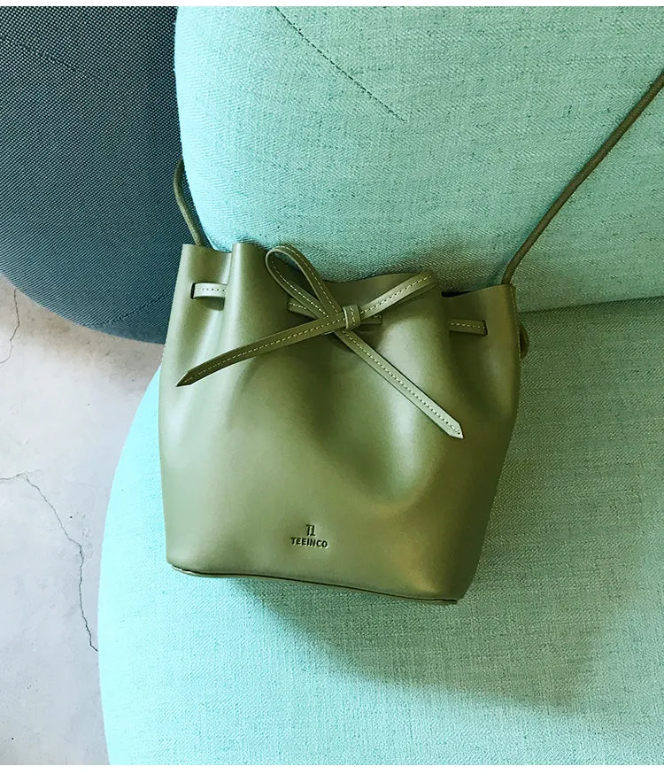 Stylish Leather Womens Shoulder Bucket Bag Crossbody Bag For Women