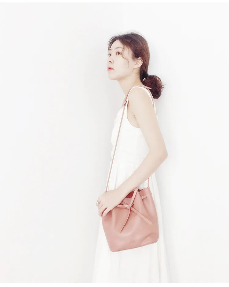 Stylish Leather Womens Shoulder Bucket Bag Crossbody Bag For Women
