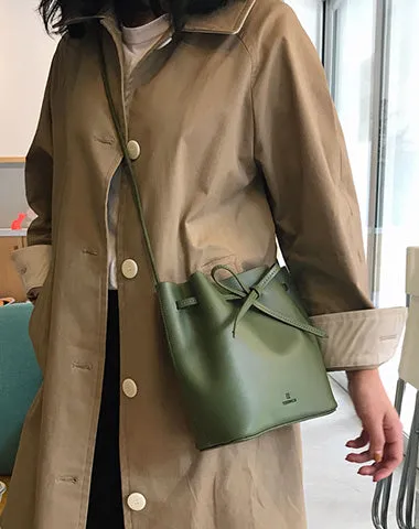 Stylish Leather Womens Shoulder Bucket Bag Crossbody Bag For Women