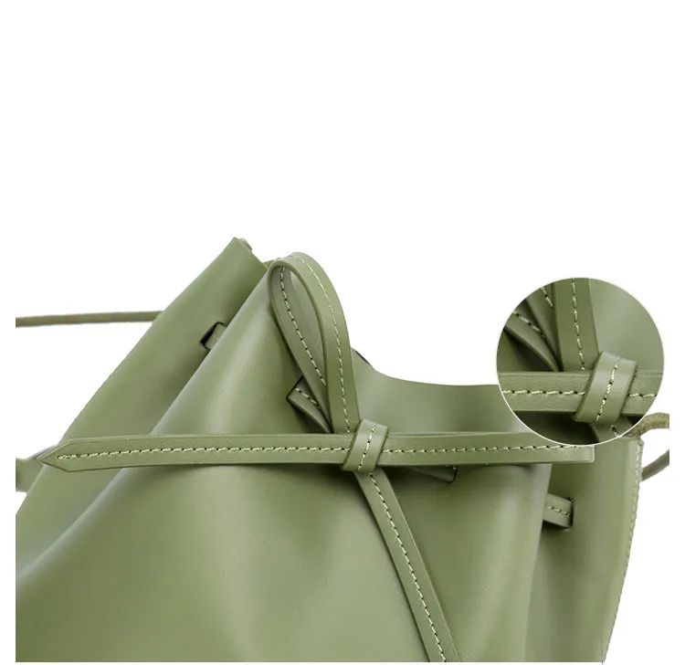 Stylish Leather Womens Shoulder Bucket Bag Crossbody Bag For Women