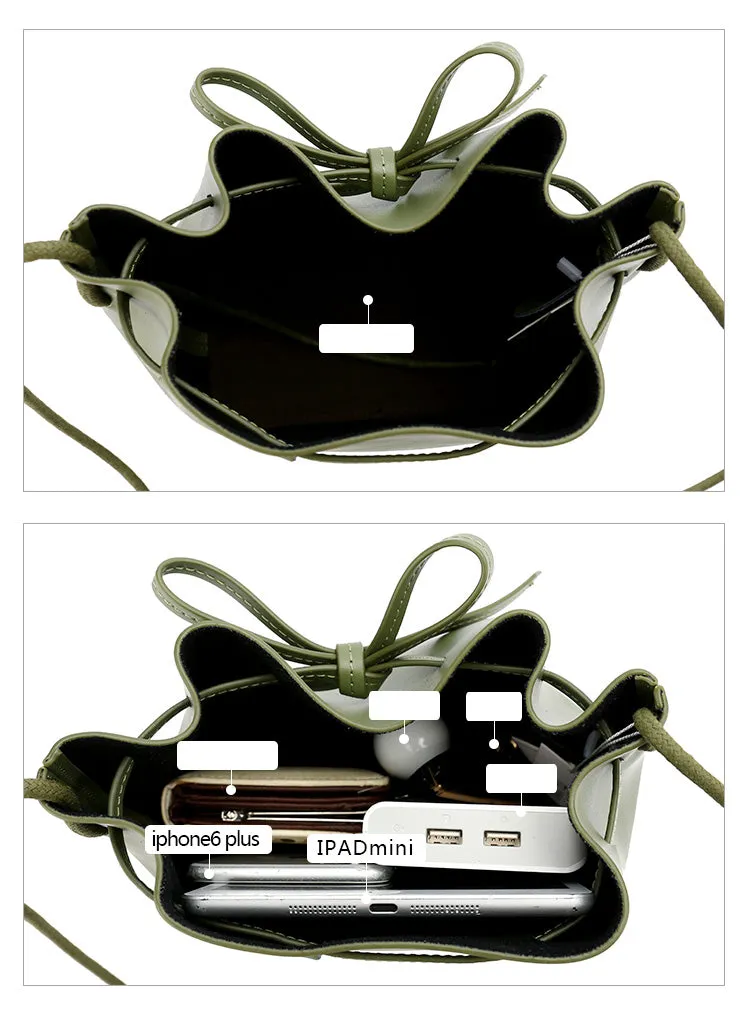 Stylish Leather Womens Shoulder Bucket Bag Crossbody Bag For Women