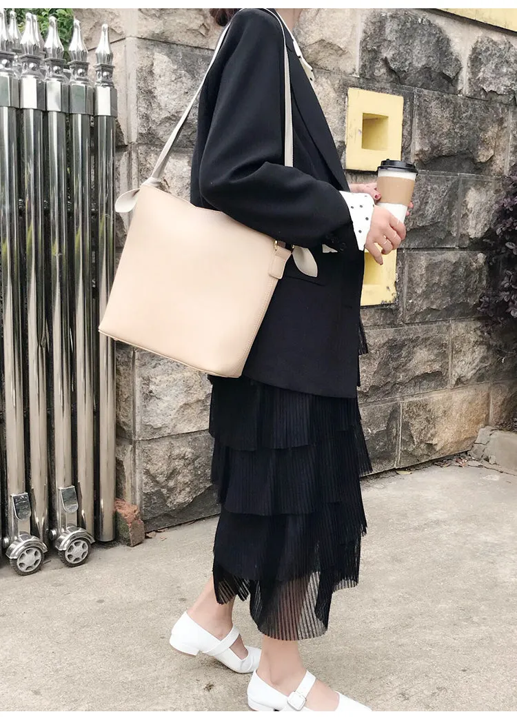 Stylish Leather Womens Shoulder Tote Bag Purse Bucket Bag For Women
