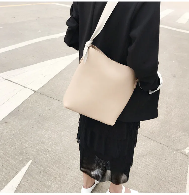Stylish Leather Womens Shoulder Tote Bag Purse Bucket Bag For Women
