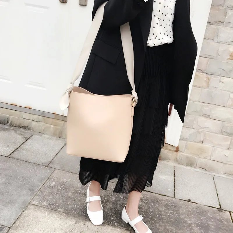 Stylish Leather Womens Shoulder Tote Bag Purse Bucket Bag For Women