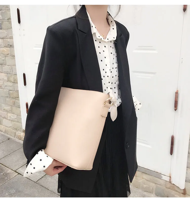 Stylish Leather Womens Shoulder Tote Bag Purse Bucket Bag For Women