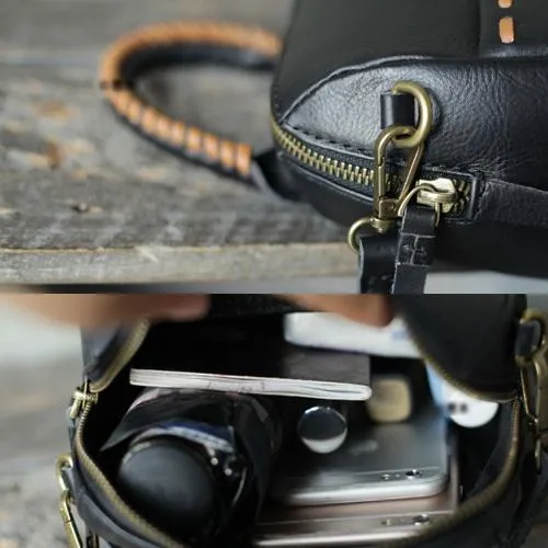 Stylish Womens White Leather Bucket Handbag Black Shoulder Bag Vertical Purses for Ladies