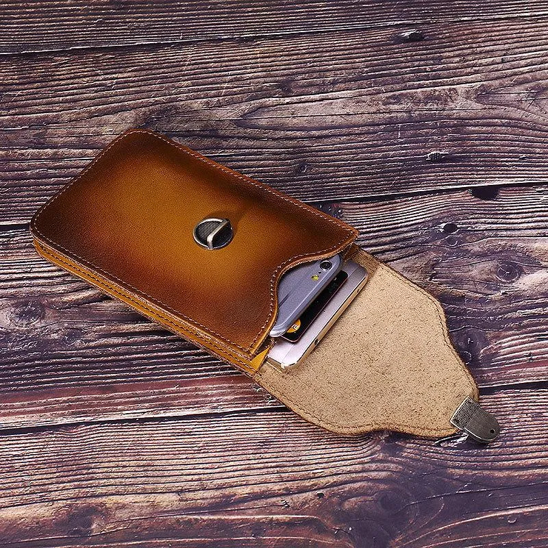 Tan Leather Cell Phone Holster Mens Belt Pouches Waist Bags BELT BAG Belt Holster For Men