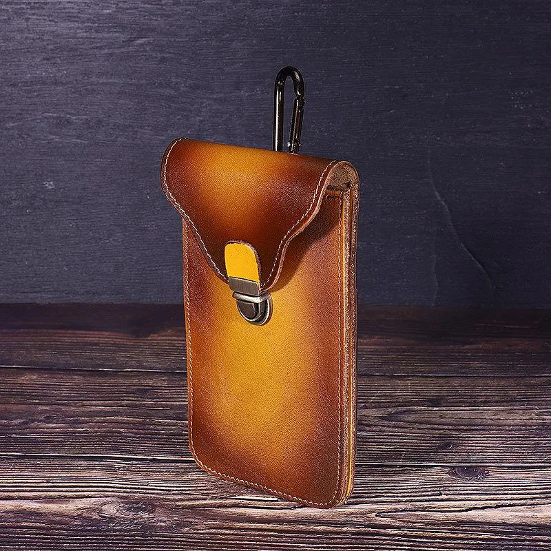 Tan Leather Cell Phone Holster Mens Belt Pouches Waist Bags BELT BAG Belt Holster For Men