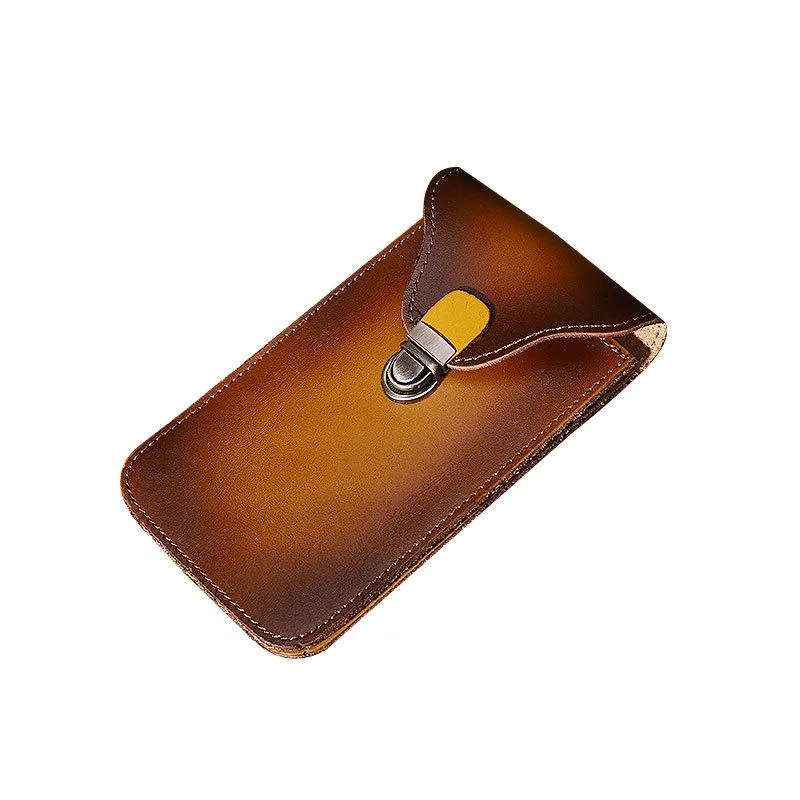 Tan Leather Cell Phone Holster Mens Belt Pouches Waist Bags BELT BAG Belt Holster For Men