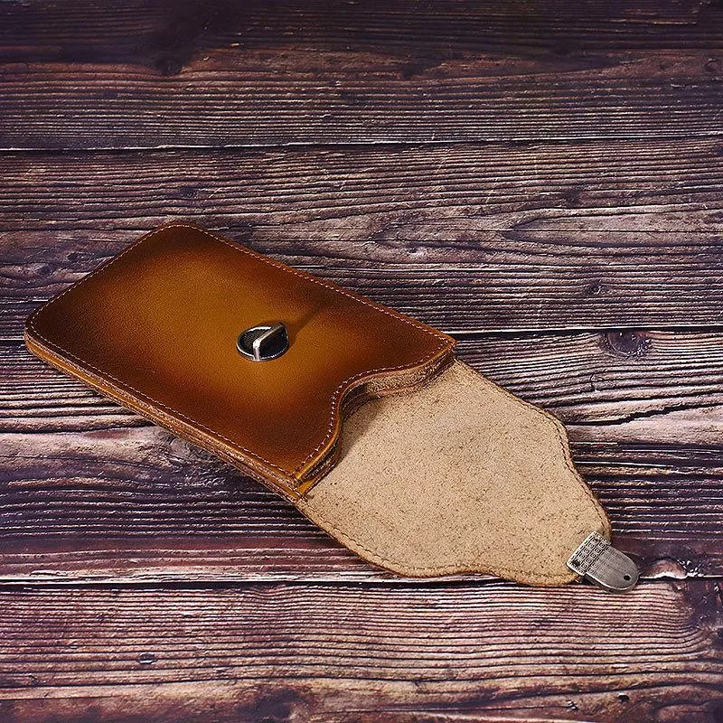 Tan Leather Cell Phone Holster Mens Belt Pouches Waist Bags BELT BAG Belt Holster For Men