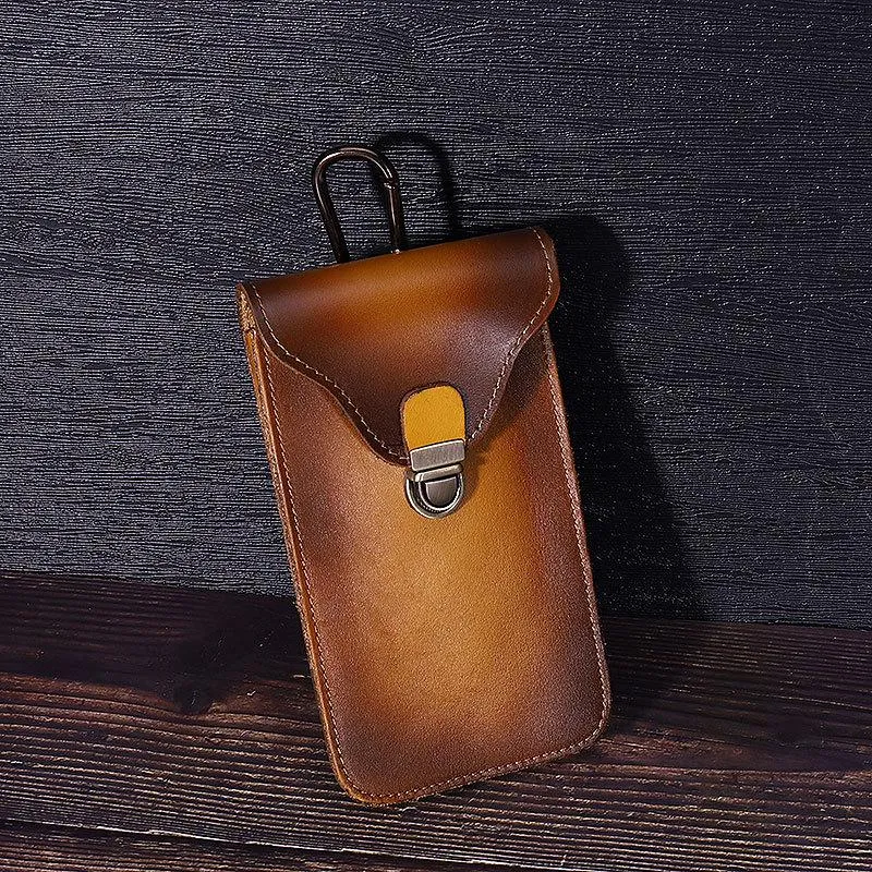 Tan Leather Cell Phone Holster Mens Belt Pouches Waist Bags BELT BAG Belt Holster For Men