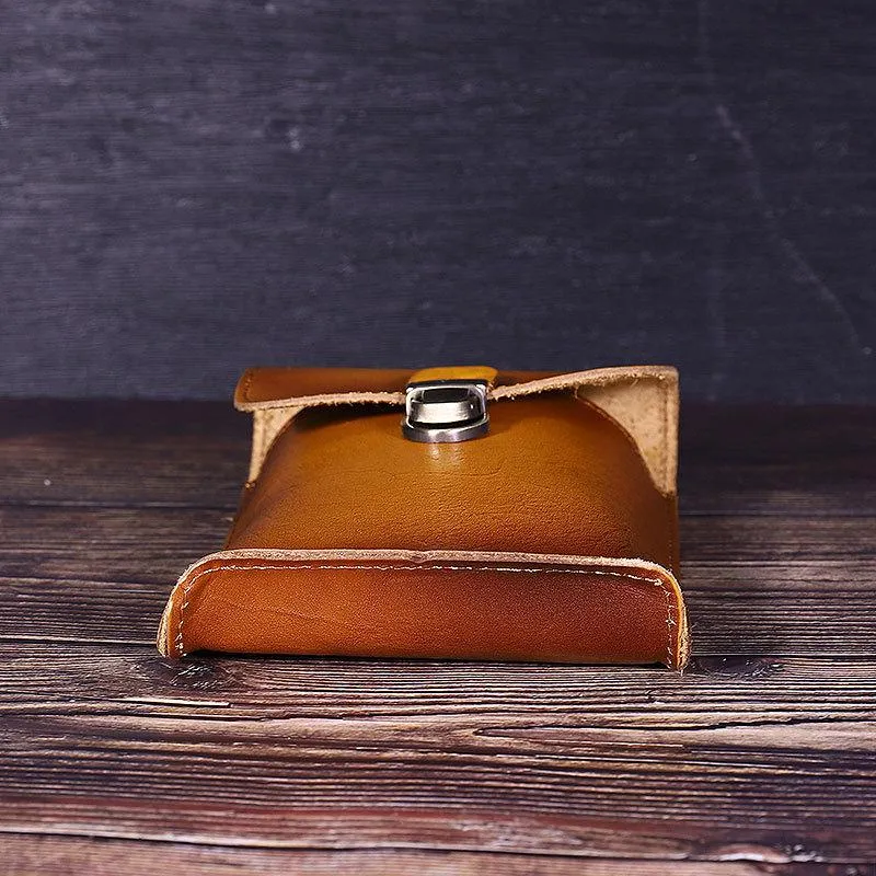 Tan Leather Cell Phone Holster Mens Belt Pouches Waist Bags BELT BAG Mini Holster For Men