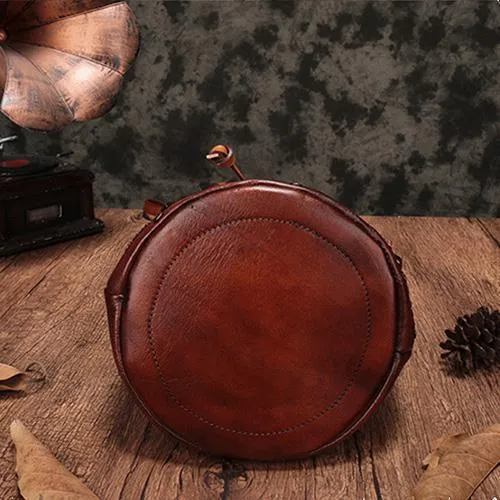 Tan Leather Womens Bucket Handbag Shoulder Bag Studded Western Brown Leather Shoulder Barrel Bag Purse