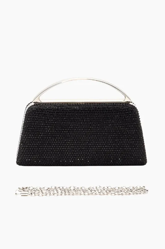 Top Handle Rhinestone Box Clutch
