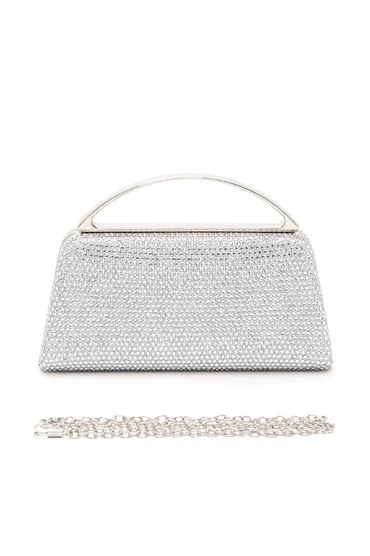 Top Handle Rhinestone Box Clutch