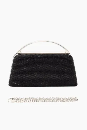 Top Handle Rhinestone Box Clutch