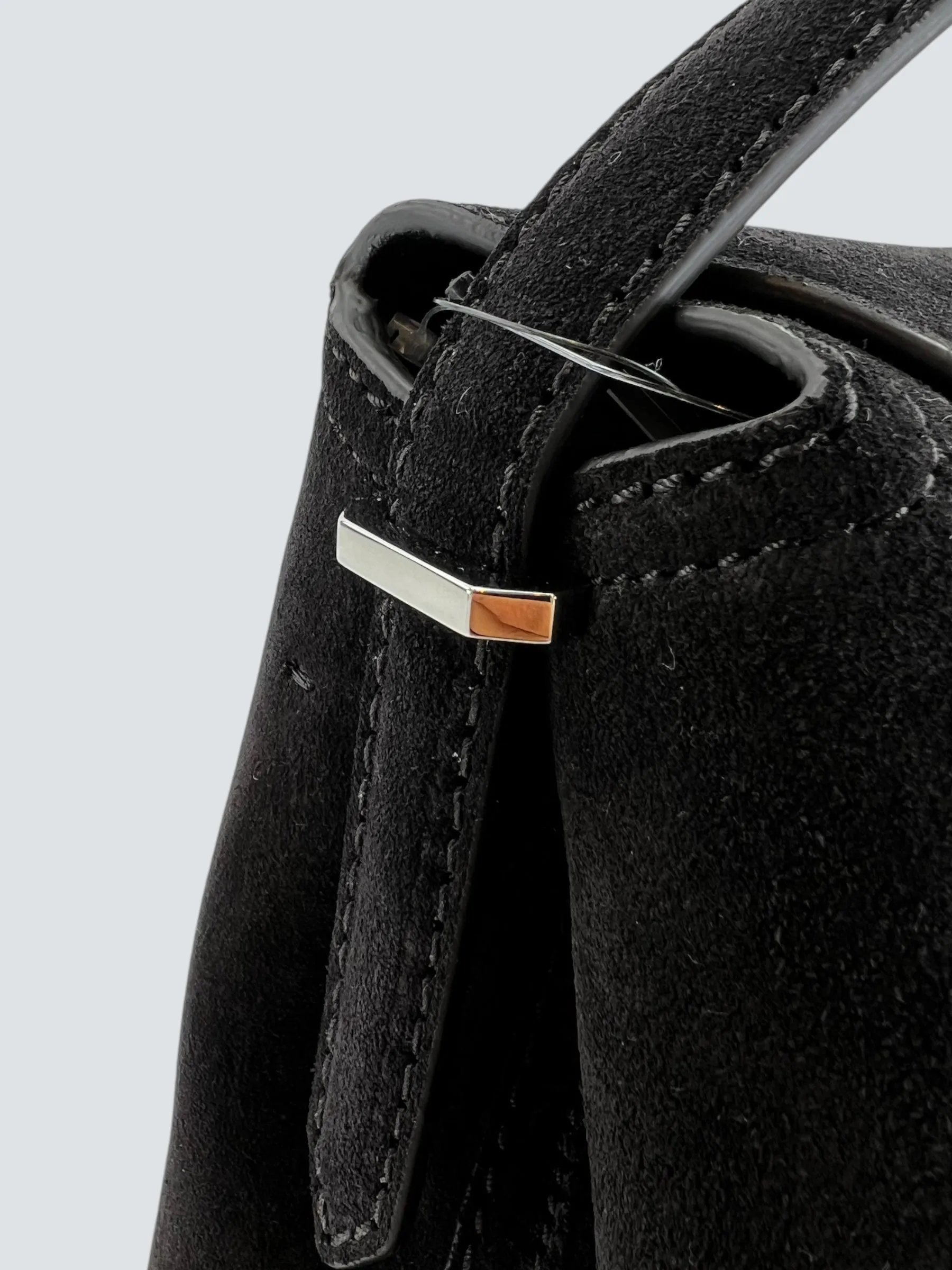 Toteme Espresso Brown Suede Leather TLock Shoulder Bag