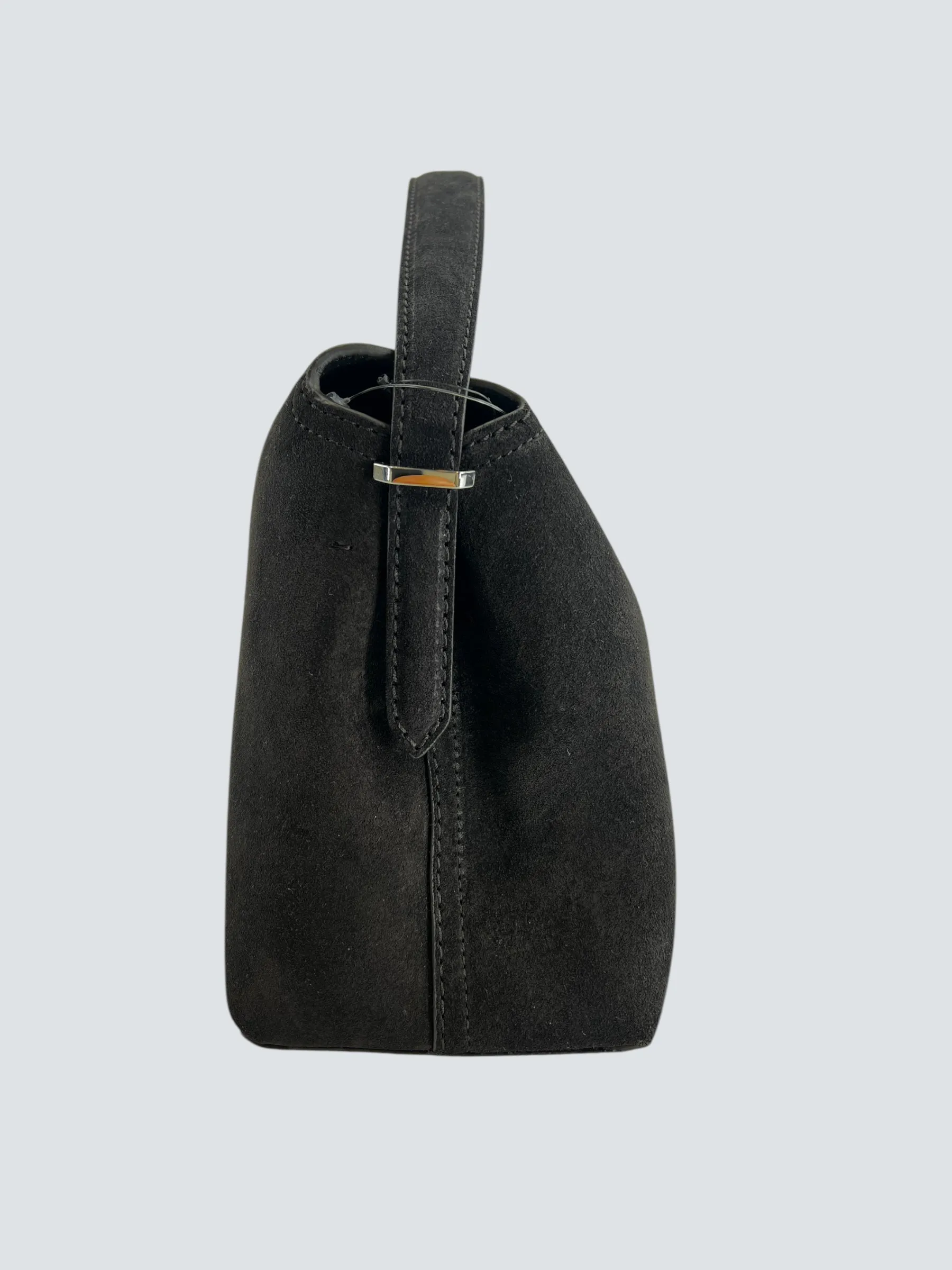Toteme Espresso Brown Suede Leather TLock Shoulder Bag
