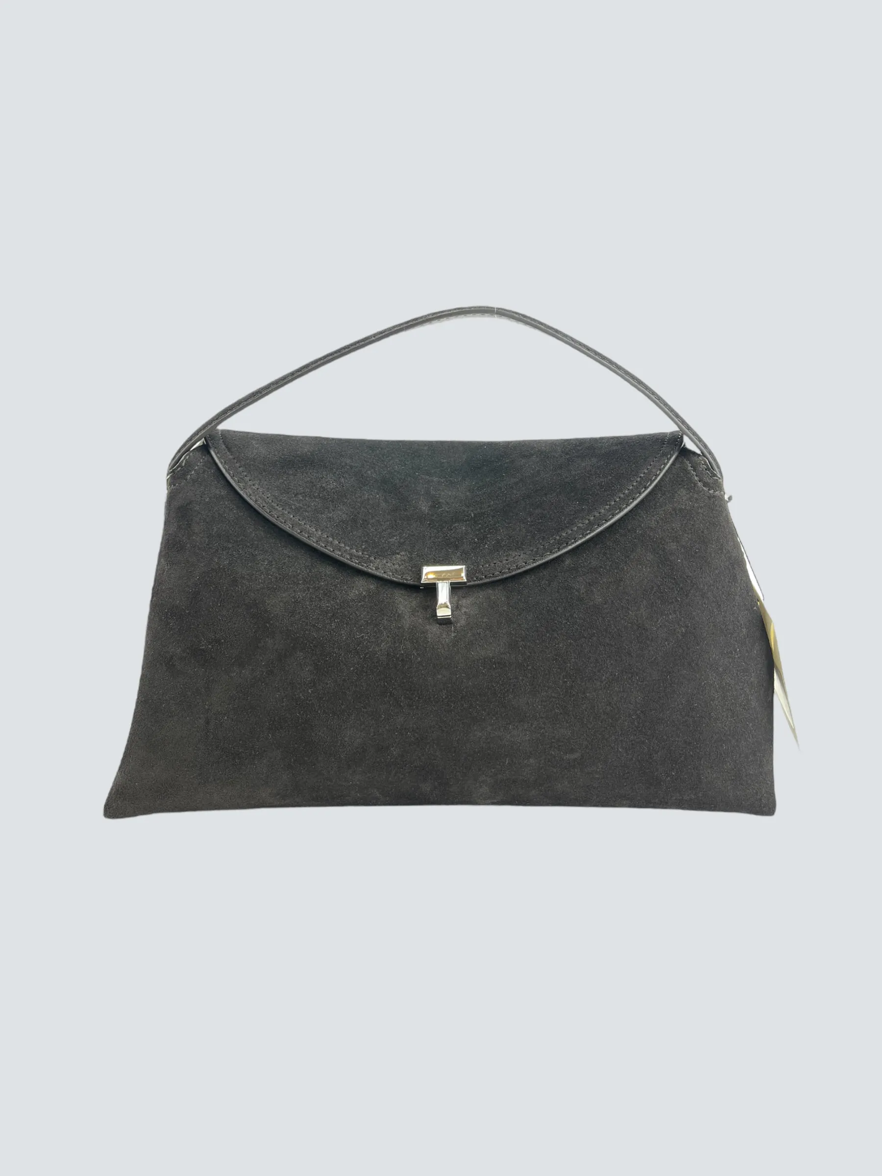 Toteme Espresso Brown Suede Leather TLock Shoulder Bag