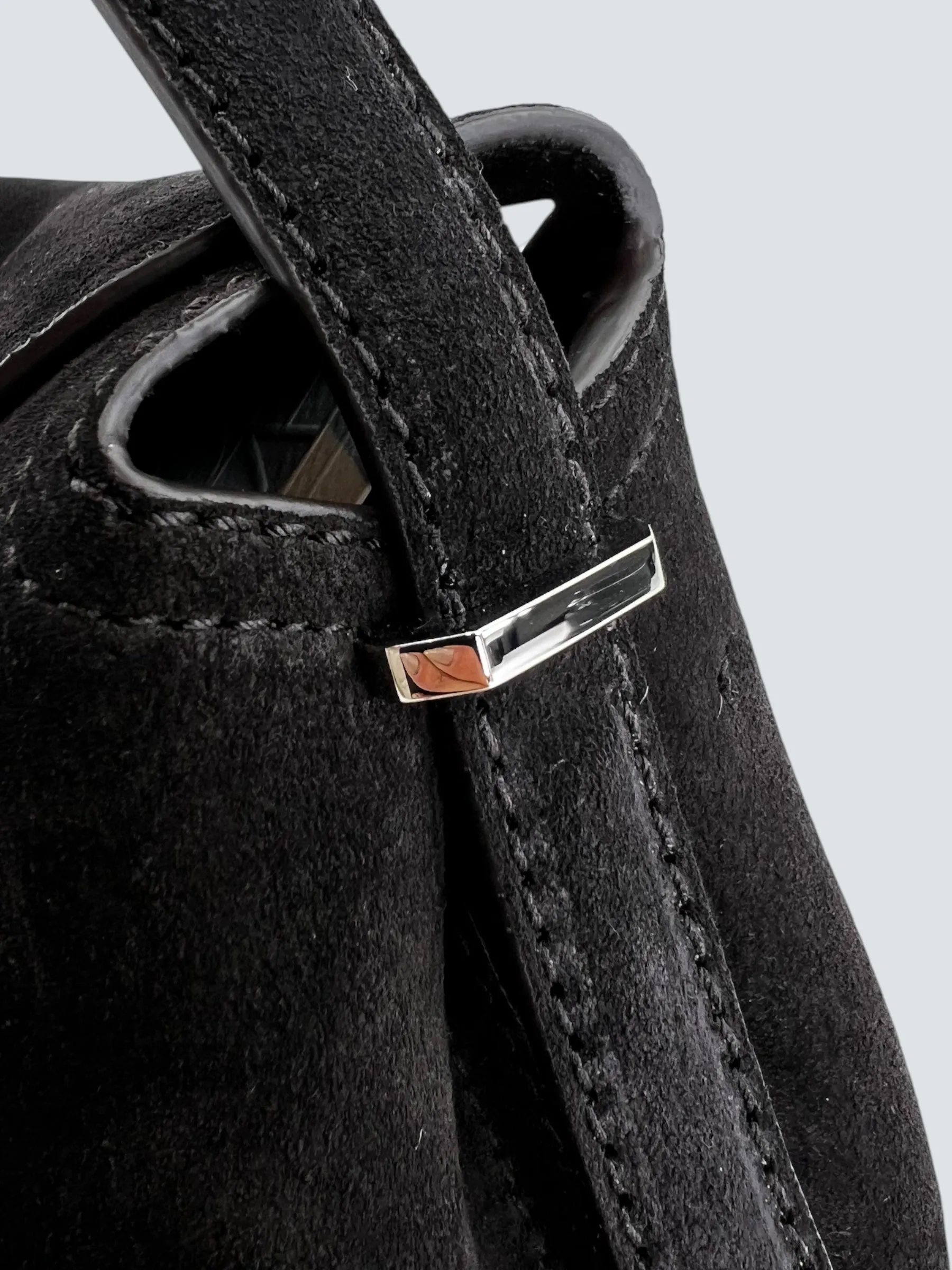 Toteme Espresso Brown Suede Leather TLock Shoulder Bag