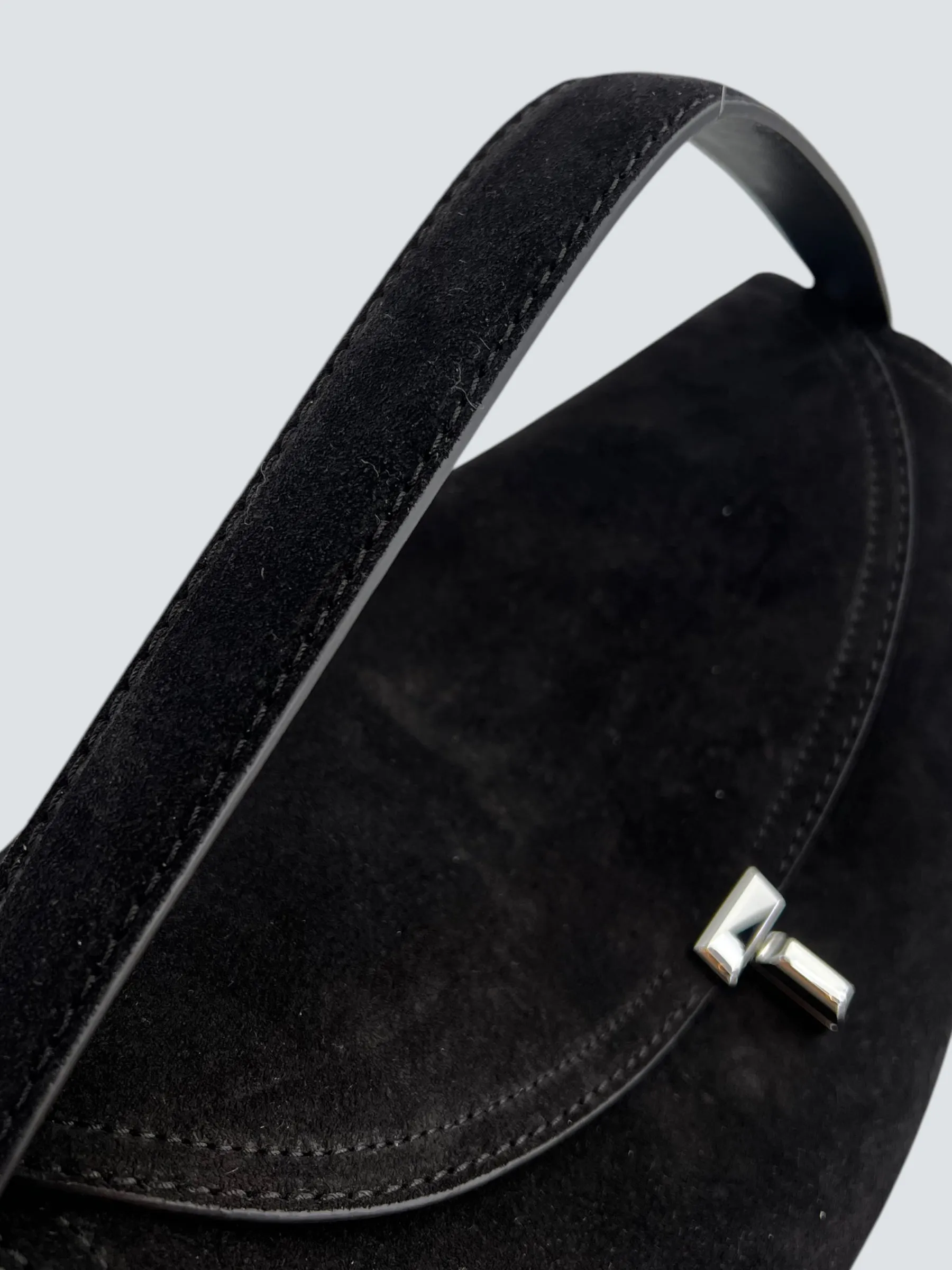Toteme Espresso Brown Suede Leather TLock Shoulder Bag