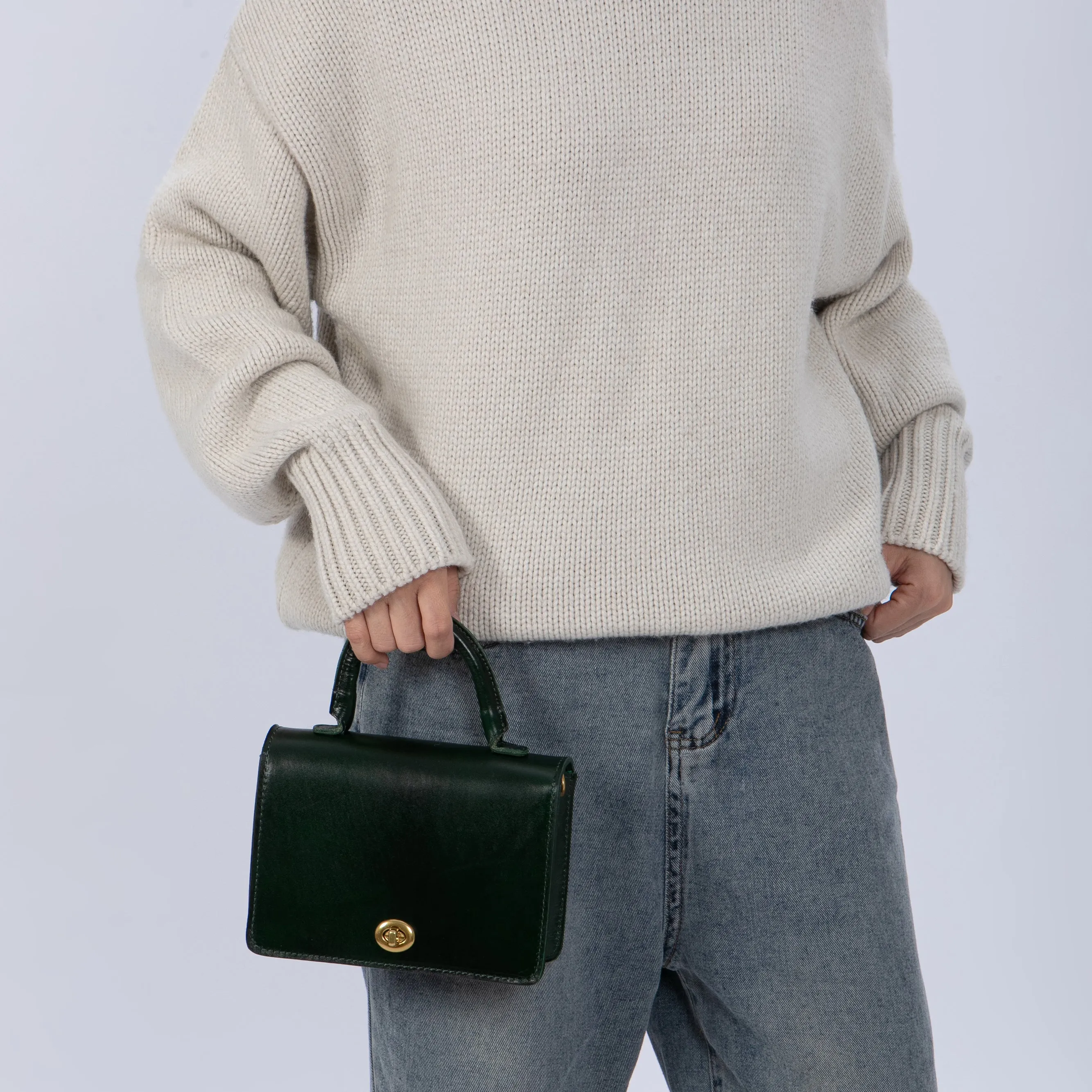 Turn-loc Mini Satchel - Chestnut