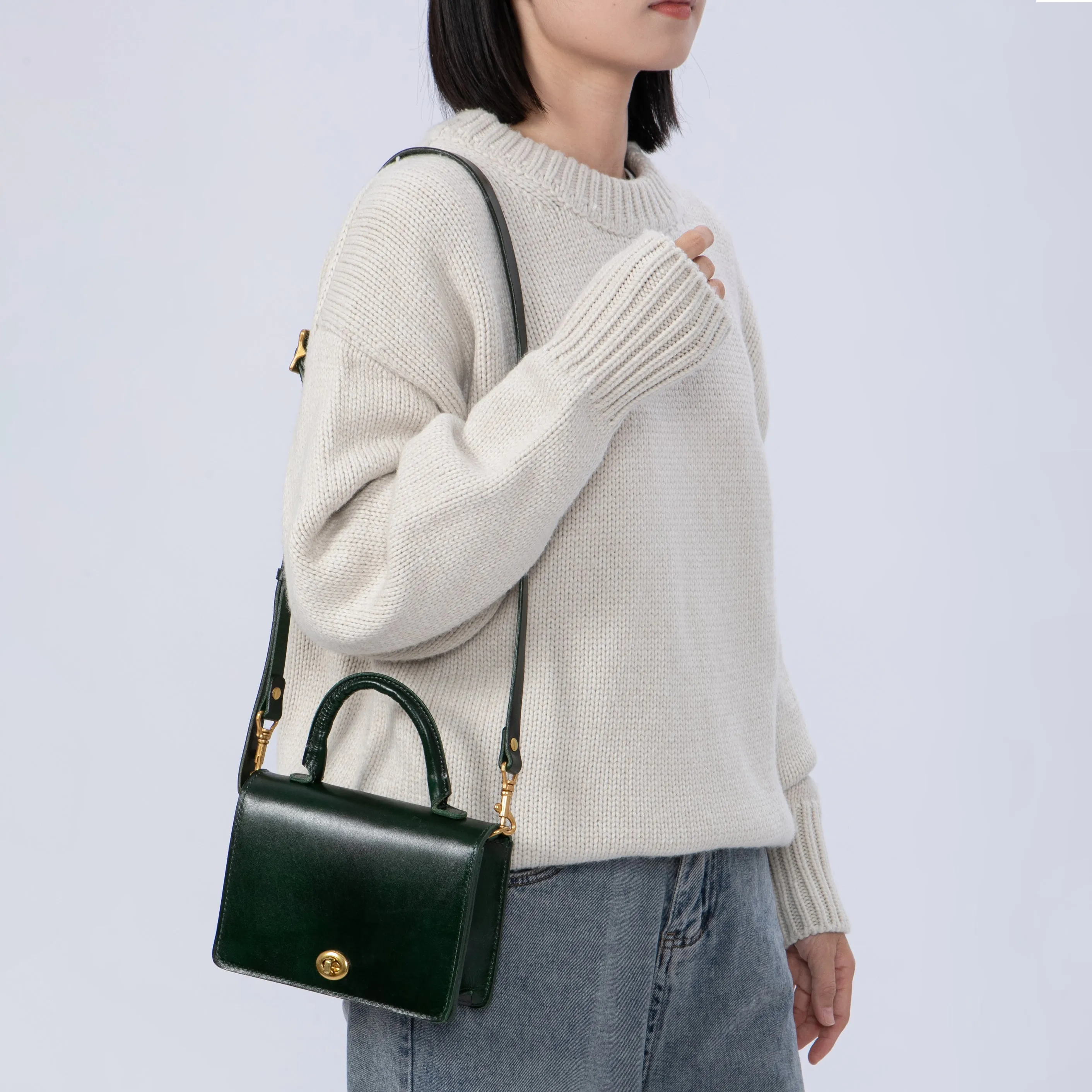 Turn-loc Mini Satchel - Tan
