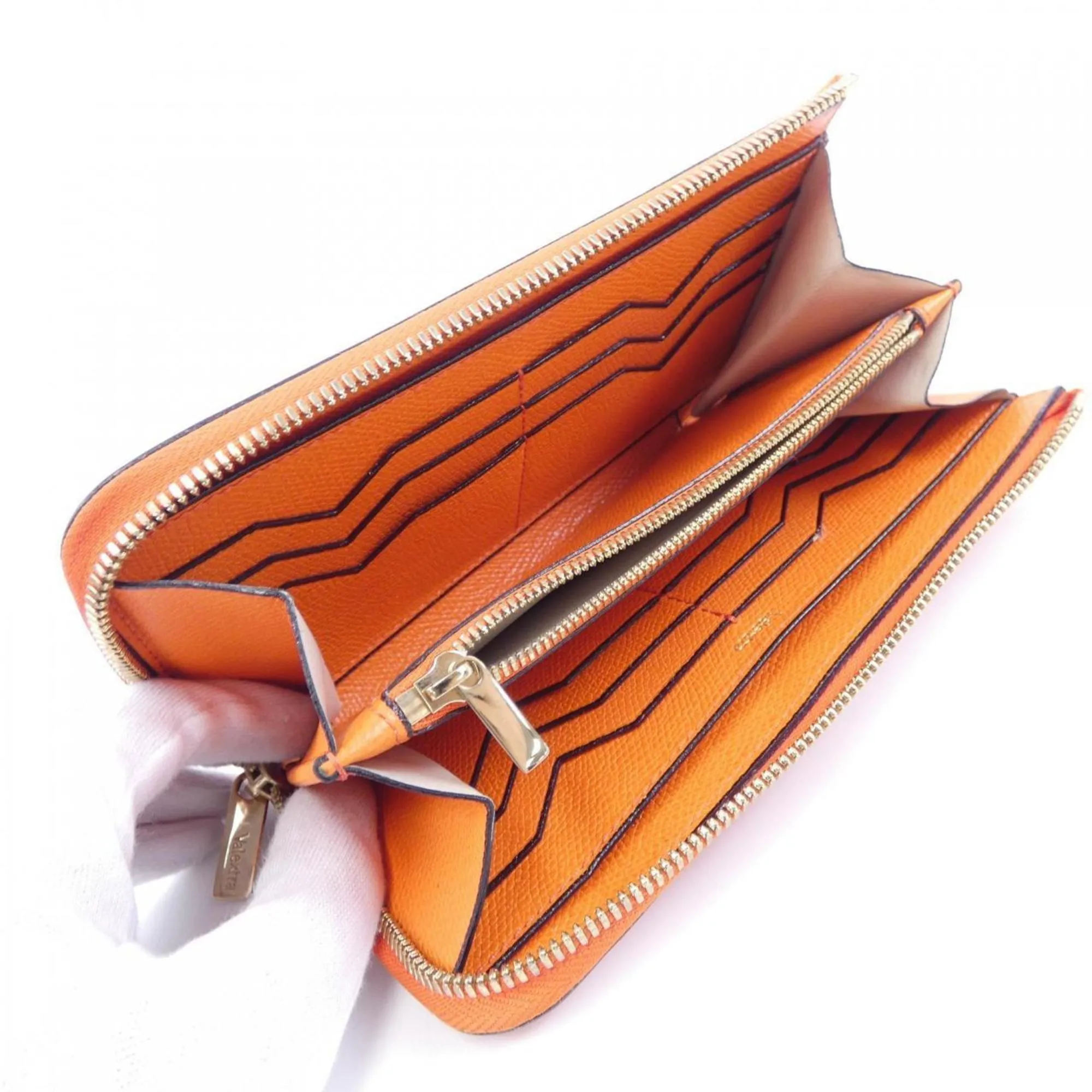 Valextra Leather Long Wallet (Bi-Fold) (Pre-Owned)
