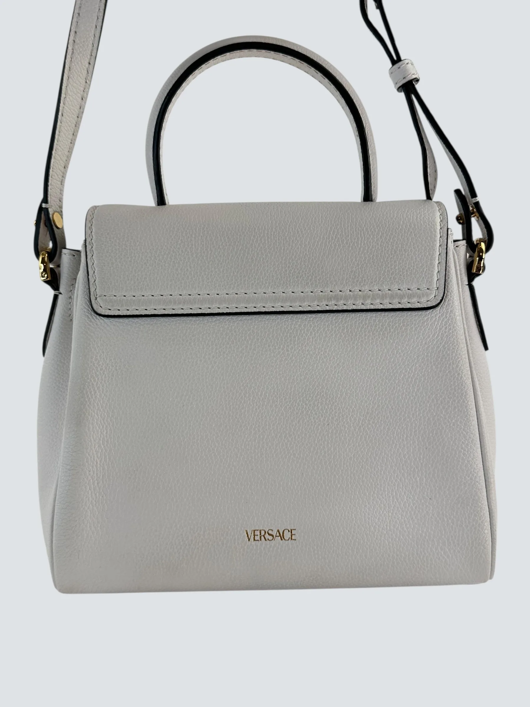 Versace White Leather Medusa Handbag