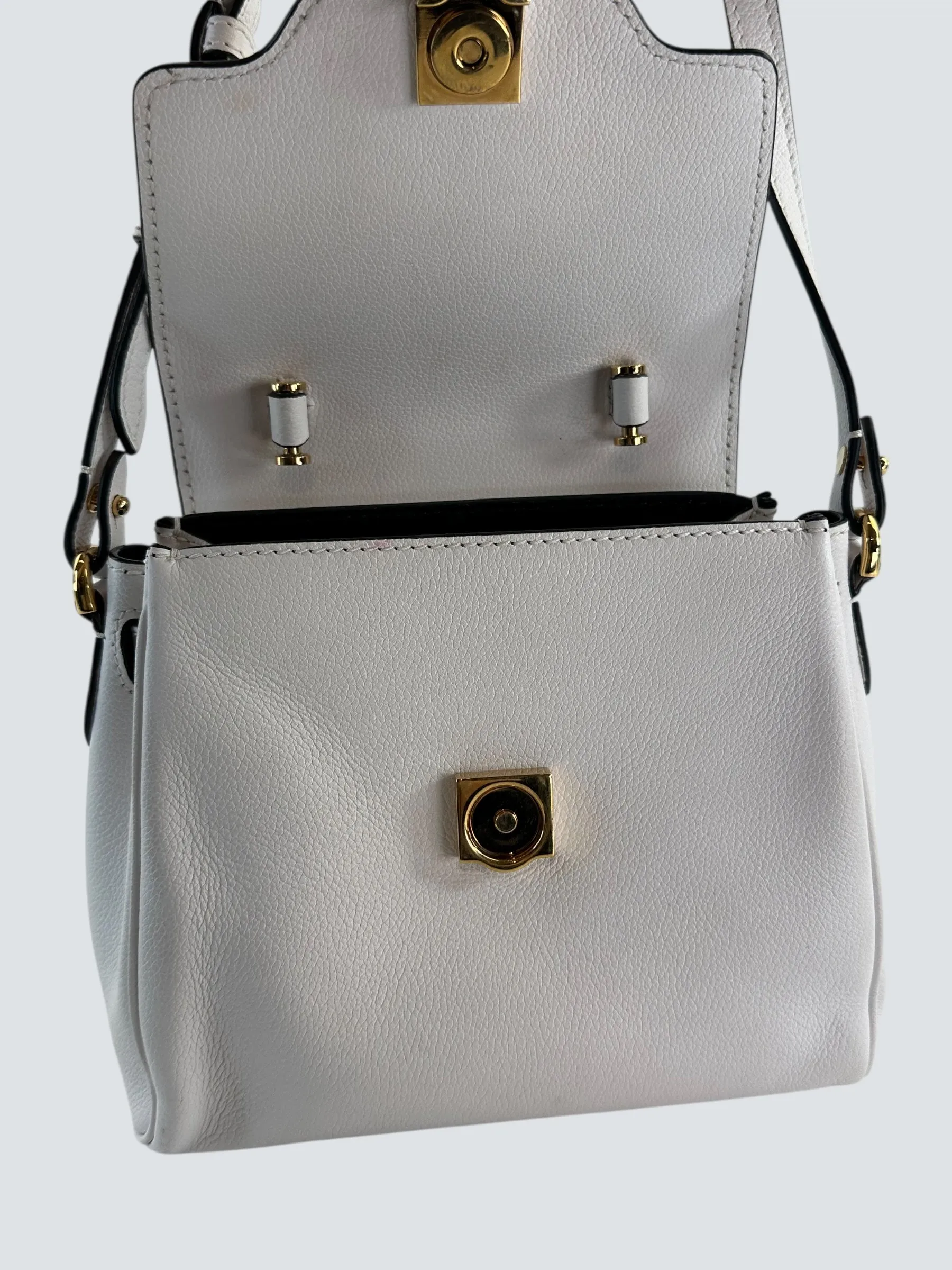 Versace White Leather Medusa Handbag