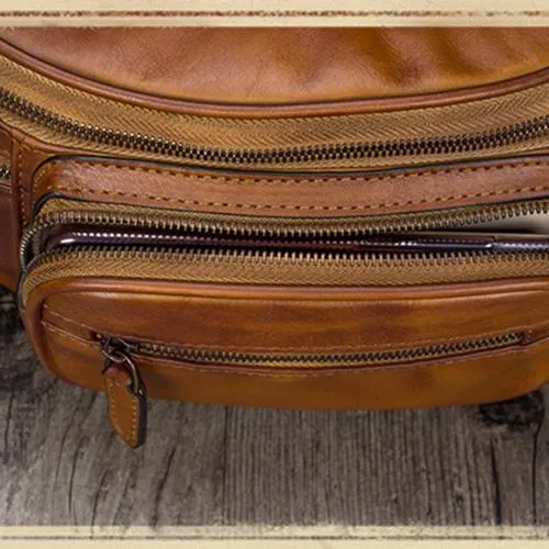 Vintage Black Leather Mens Fanny Pack Hip Belt Bags Waist Bag Hip Bag Bum Bag for WOmen